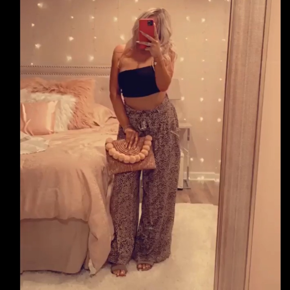 American Eagle Cheetah Print Wide Leg Pants